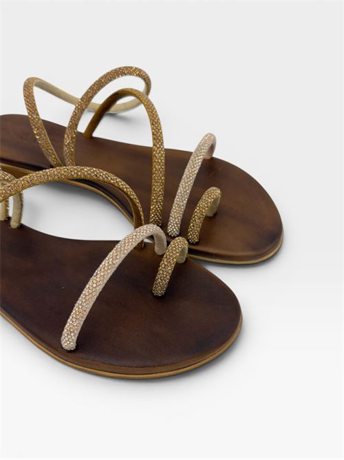 Sandali gioiello dorati bassi da donna IL LACCIO | ELISASTRASSGOLD-R GOLD-BRONZE